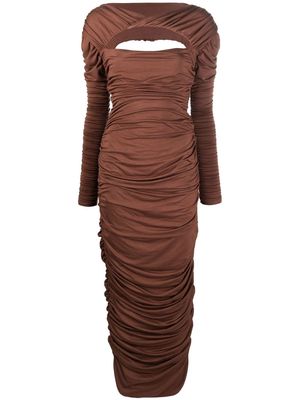 CONCEPTO cut-out detail ruched dress - Brown
