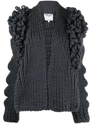 CONCEPTO Fringe cut-out detail cardigan - Grey