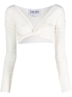CONCEPTO knotted cropped cardigan - White