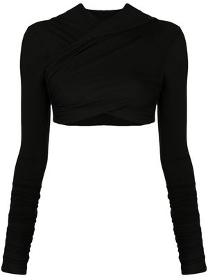 CONCEPTO long-sleeve hooded cropped top - Black