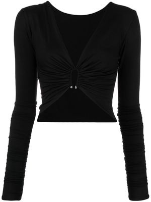CONCEPTO long-sleeve ruched crop top - Black
