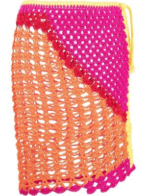 CONCEPTO panelled crochet-knit skirt - Orange