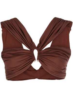 CONCEPTO plunge cropped top - Brown