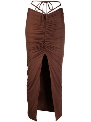 CONCEPTO ruched midi skirt - Brown