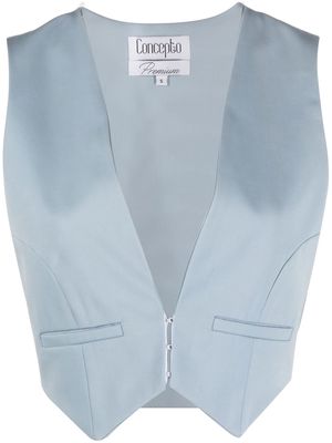 CONCEPTO scarf-layered sleeveless waistcoat top - Blue