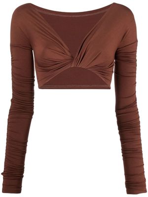 CONCEPTO twisted detail crop-top - Brown