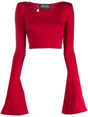 CONCEPTO wide-sleeves cropped top - Red