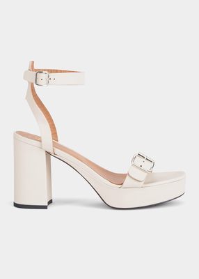 Concesio Calfskin Buckle Ankle-Strap Sandals