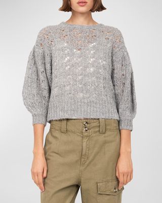 Concetta Blouson-Sleeve Knit Sweater