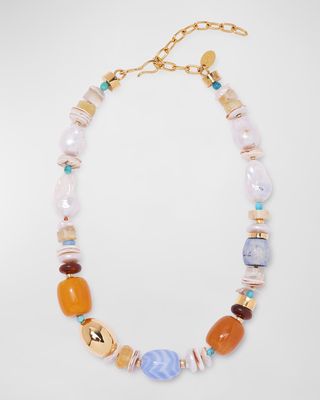 Concha Necklace with Freshwater Pearls