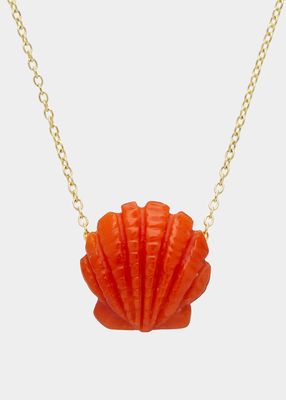 Concha Shell Necklace with Red Coral