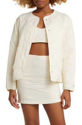 CONEY ISLAND PICNIC Alpine Slopes Quilted Bomber Jacket in Coconut Milk