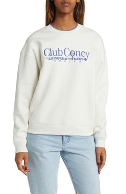 CONEY ISLAND PICNIC Club Coney Embroidered Graphic Sweatshirt in Coconut Milk