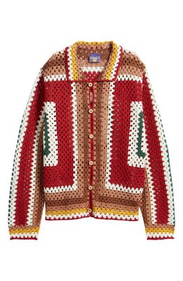 CONEY ISLAND PICNIC Granny Crochet Overshirt in Red Multi