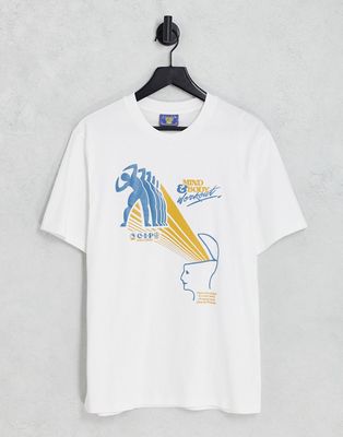 Coney Island Picnic 'Mind & Body' T-shirt in white with placement prints
