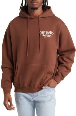 CONEY ISLAND PICNIC Oversize Grass Logo Organic Cotton Blend Graphic Hoodie in Dt Brown