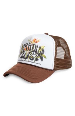 CONEY ISLAND PICNIC Paradise Lost Trucker Hat in Brown/White