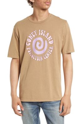 CONEY ISLAND PICNIC Psilocybin Center Organic Cotton Graphic Tee in Washed Brown