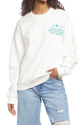 CONEY ISLAND PICNIC V Chill Organic Cotton & Recycled Polyester Graphic Sweatshirt in White