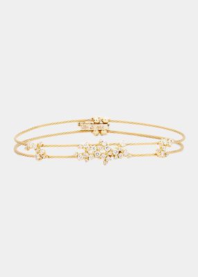Confetti Unity Double Wire Bracelet with Diamonds in 18k Gold, 7"