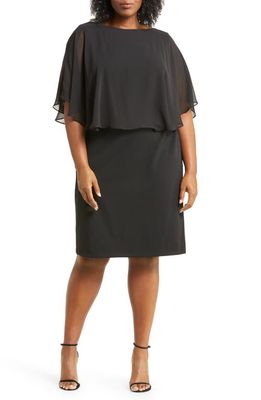 Connected Apparel Cape Sleeve A-Line Dress in Black