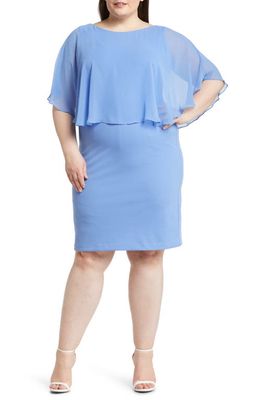 Connected Apparel Cape Sleeve A-Line Dress in New Peri