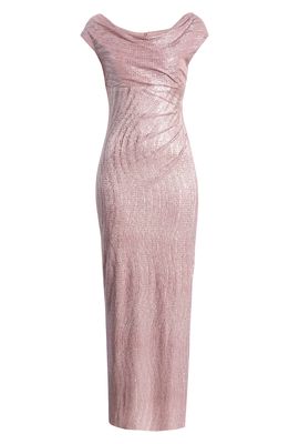Connected Apparel Cowl Neck Evening Dress in Mauve