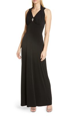 Connected Apparel Double Strap Gown in Black