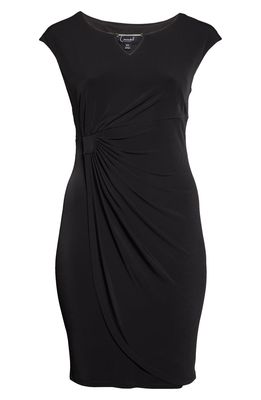 Connected Apparel Faux Wrap Dress in Black