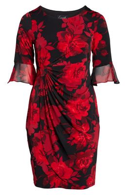 Connected Apparel Ity Faux Wrap Dress in Red