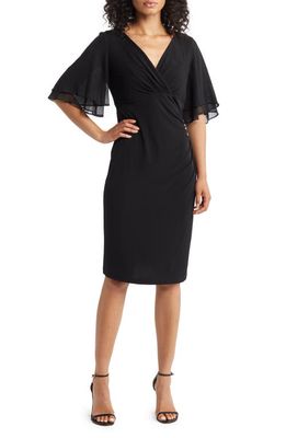 Connected Apparel Ruffle Sleeve Cocktail Sheath Dress in Black