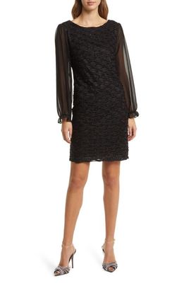 Connected Apparel Sequin Long Sleeve Dress in Black