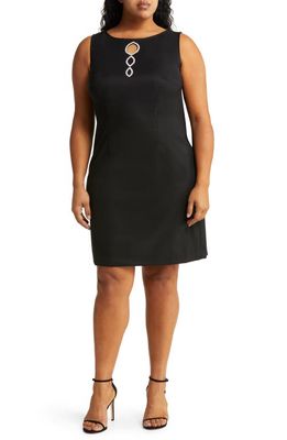 Connected Apparel Sleeveless Sheath Dress in Black