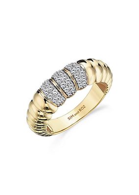 Connected Morphose 14K Yellow Gold & 0.37 TCW Diamond Fluted Ring