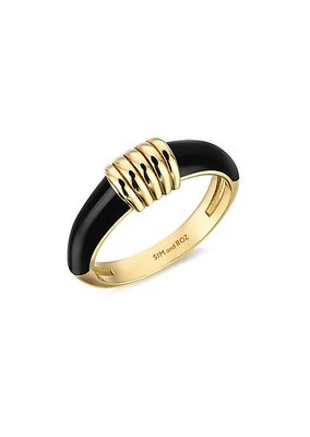 Connected Torque 14K Yellow Gold & Enamel Ring