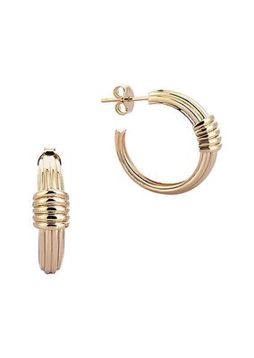 Connected Torque 14K Yellow Gold Fluted Hoop Earrings