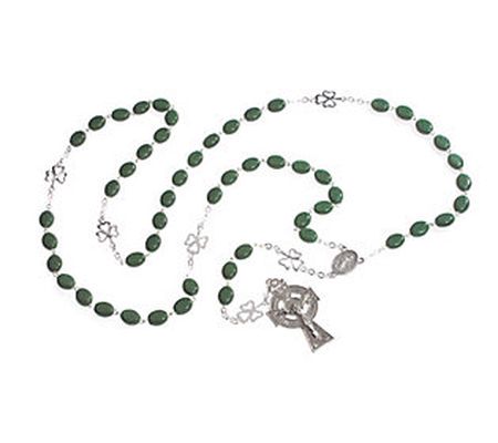 Connemara Marble St. Patrick's Shamrock Rosary Beads