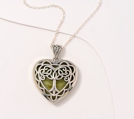 Connemara Marble Sterling Siver Tree of Life Heart Pendant