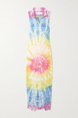 Conner Ives - Bike Tie-dyed Cotton-jersey Midi Dress - Blue