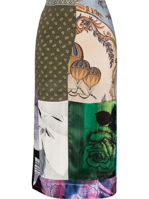 Conner Ives patchwork midi skirt - Green