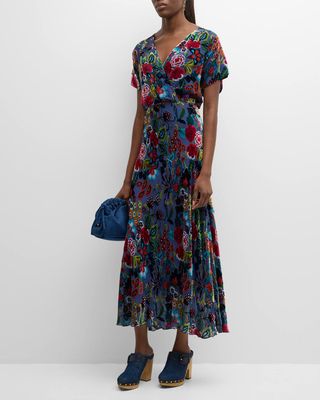 Connie Floral Burnout A-Line Midi Dress
