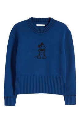 CONNOR MCKNIGHT x Disney 'Steamboat Willie' Intarsia Merino Wool Sweater in Navy