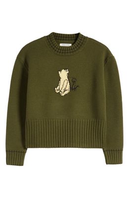 CONNOR MCKNIGHT x Disney Winnie the Pooh Intarsia Merino Wool Sweater in Olive