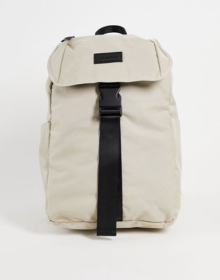 Consigned clip flap backpack in sand-Neutral