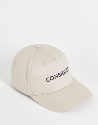 Consigned logo baseball cap in sand-Neutral