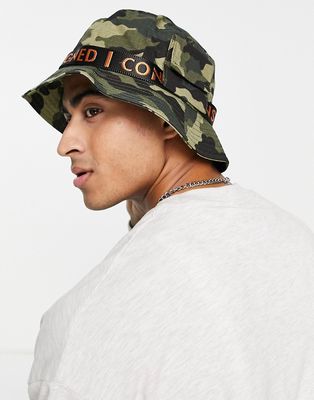 Consigned taping bucket hat in camo-Green
