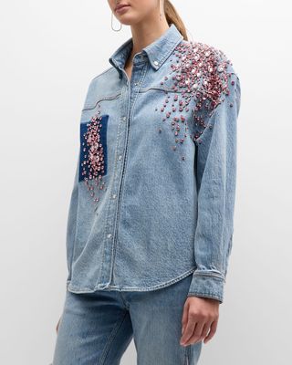 Constance Crystal-Embellished Denim Shirt