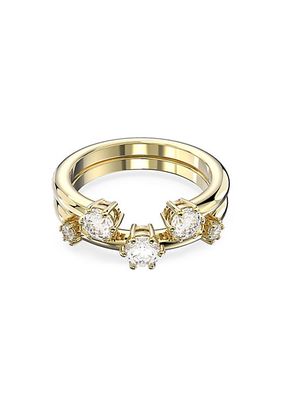 Constella 2-Piece Goldtone-Plated & Crystal Ring Set