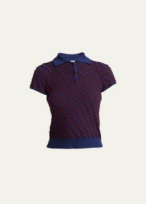 Contrast Knit Polo Top
