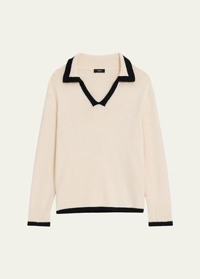 Contrast-Trim Oversized Pullover Sweater